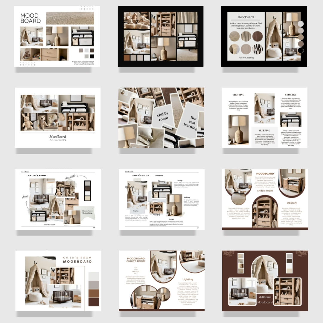 DESIGN PROJECT PRESENTATION 20 moodboards templates CANVA editable project examples