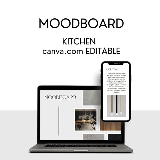 moodboards templates CANVA editable project kitchen examples